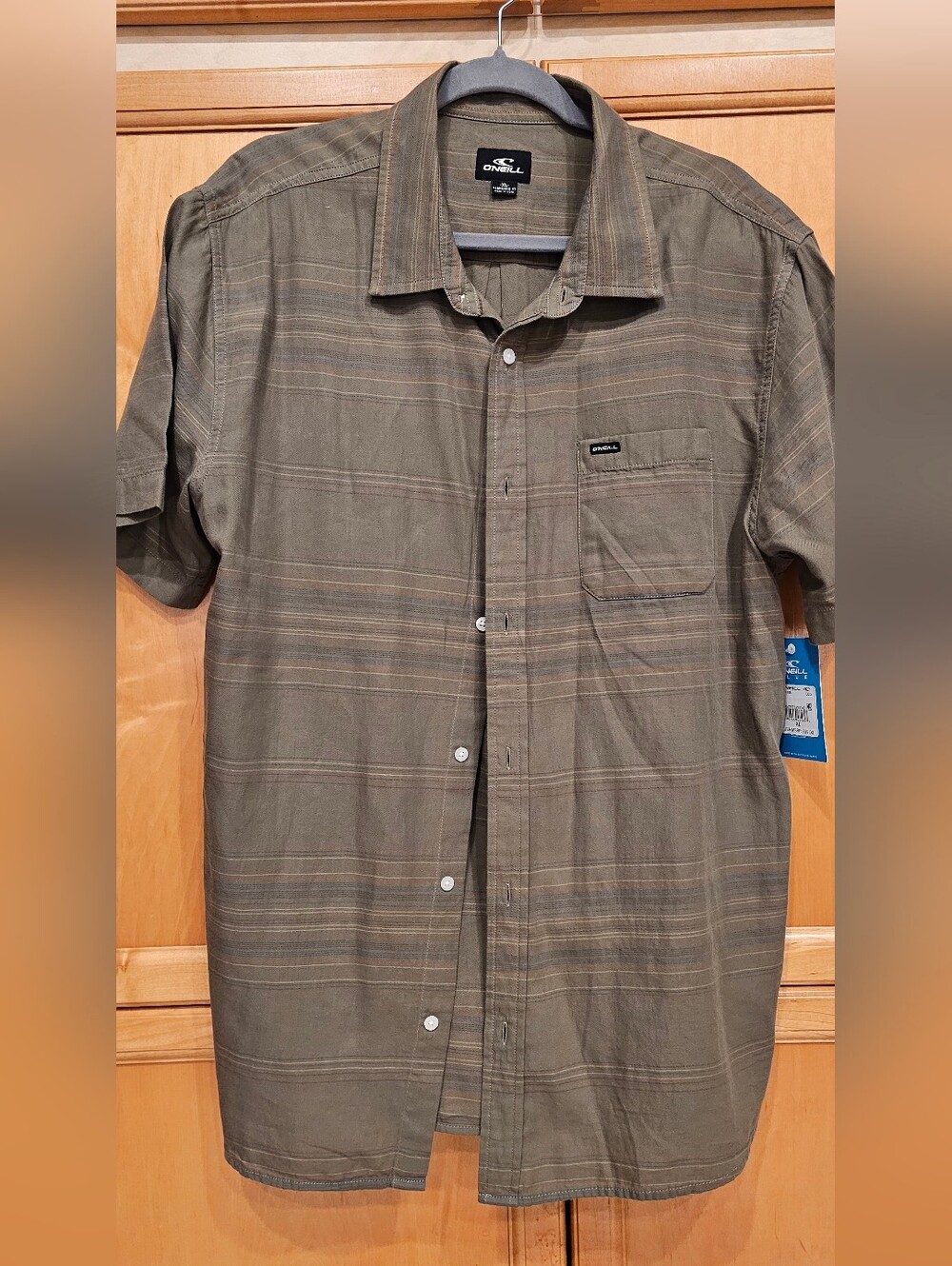 O'Neill Olive Plaid Short Sleeve Button-Down Shirt